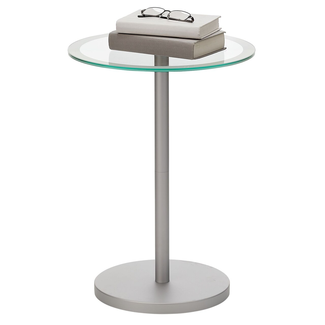 mDesign Metal/Glass Top Round Accent Side/End Drink Table Furniture